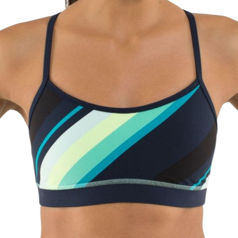 Lululemon Women's Flow Y Nulu Light Support Bra Navy Multi Color Stripes 6